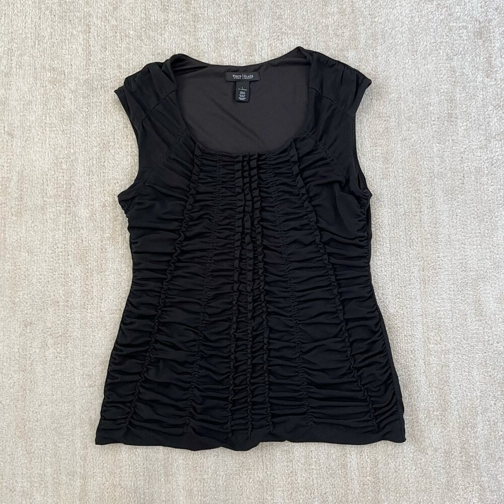 White House Black Market Ruched Tank Top Sleeveless Stretch Blouse L